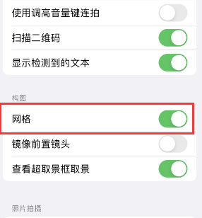 靖边苹果手机维修网点分享iPhone如何开启九宫格构图功能 